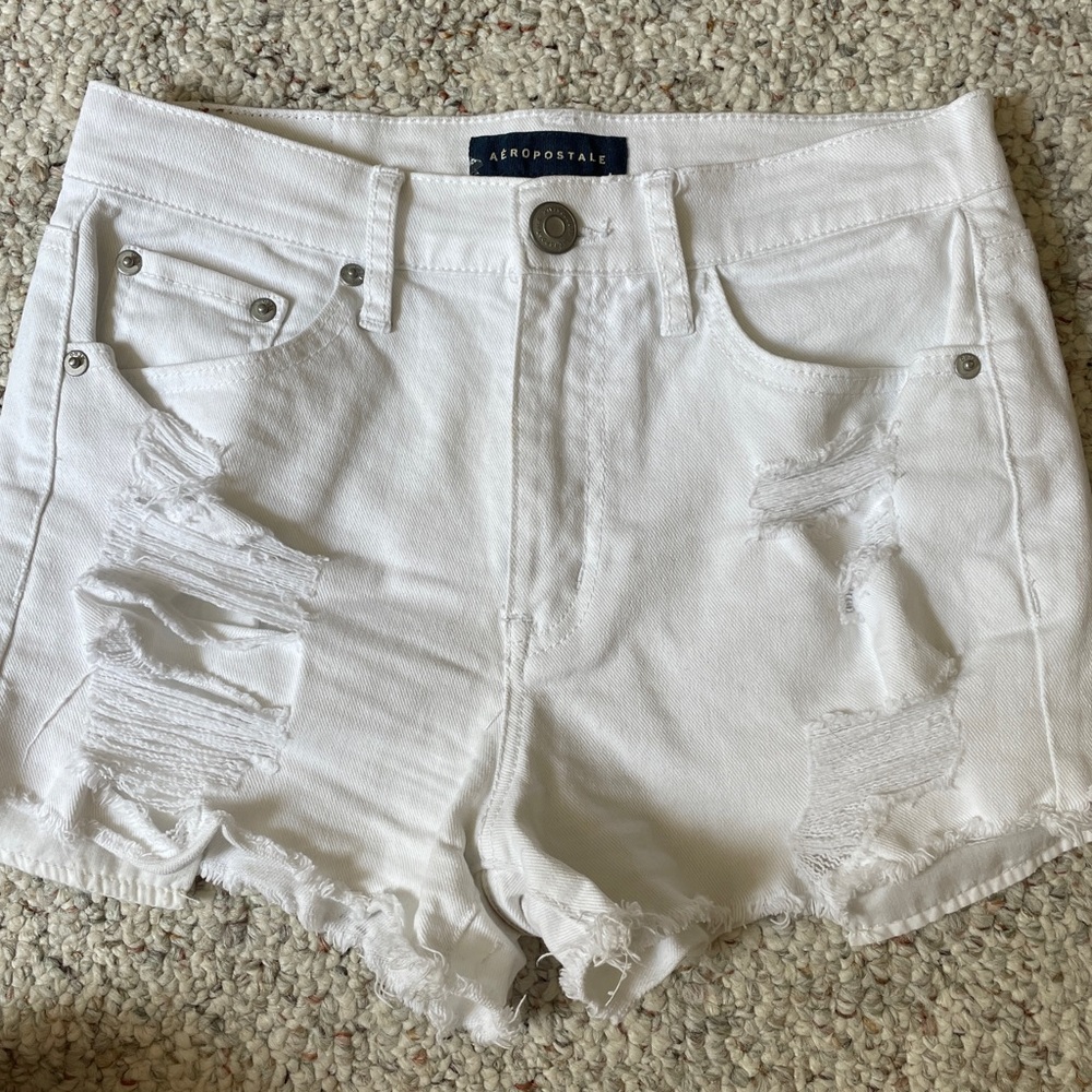 White jean shorts